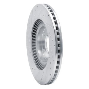 Hyundai Santa Fe Brake Rotor (1) - Front Right - R1 Concepts - Drilled & Slotted - Silver - `13-`20